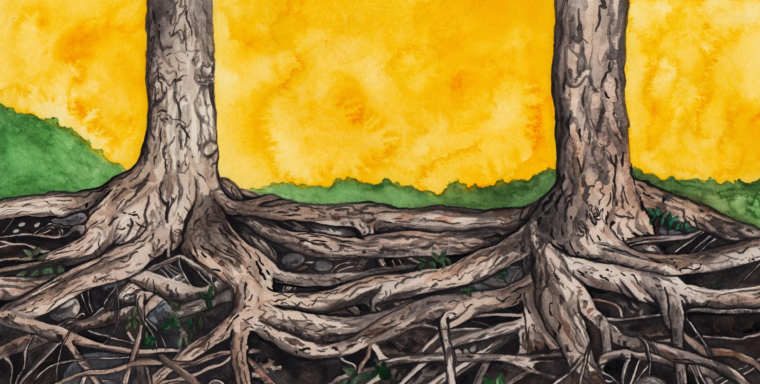 If we were a couple trees, Standing tall and apart, Below the surface we’d share a root, Which keeps us close at heart.